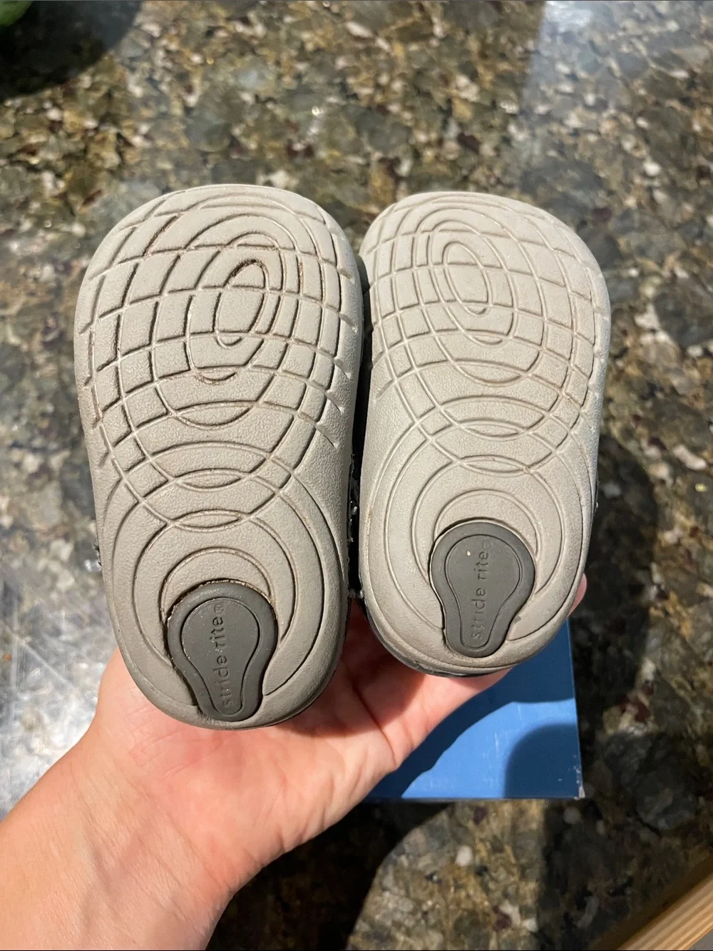Stride Rite Grey and Tan Baby Walker Shoes